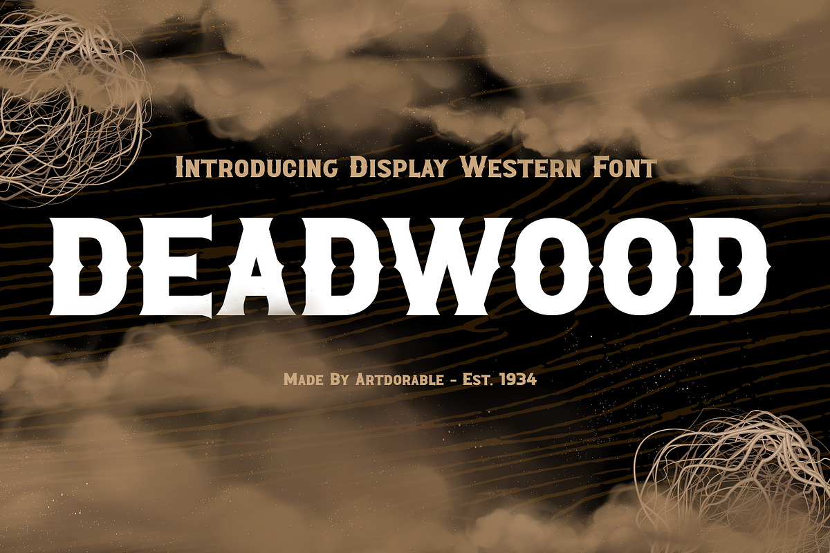 Deadwood - Display Font, a Script Font by Artdorable (Photo 1 of 9)