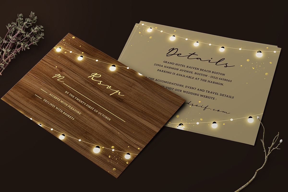 Rustic Wedding Invitation Set preview 3