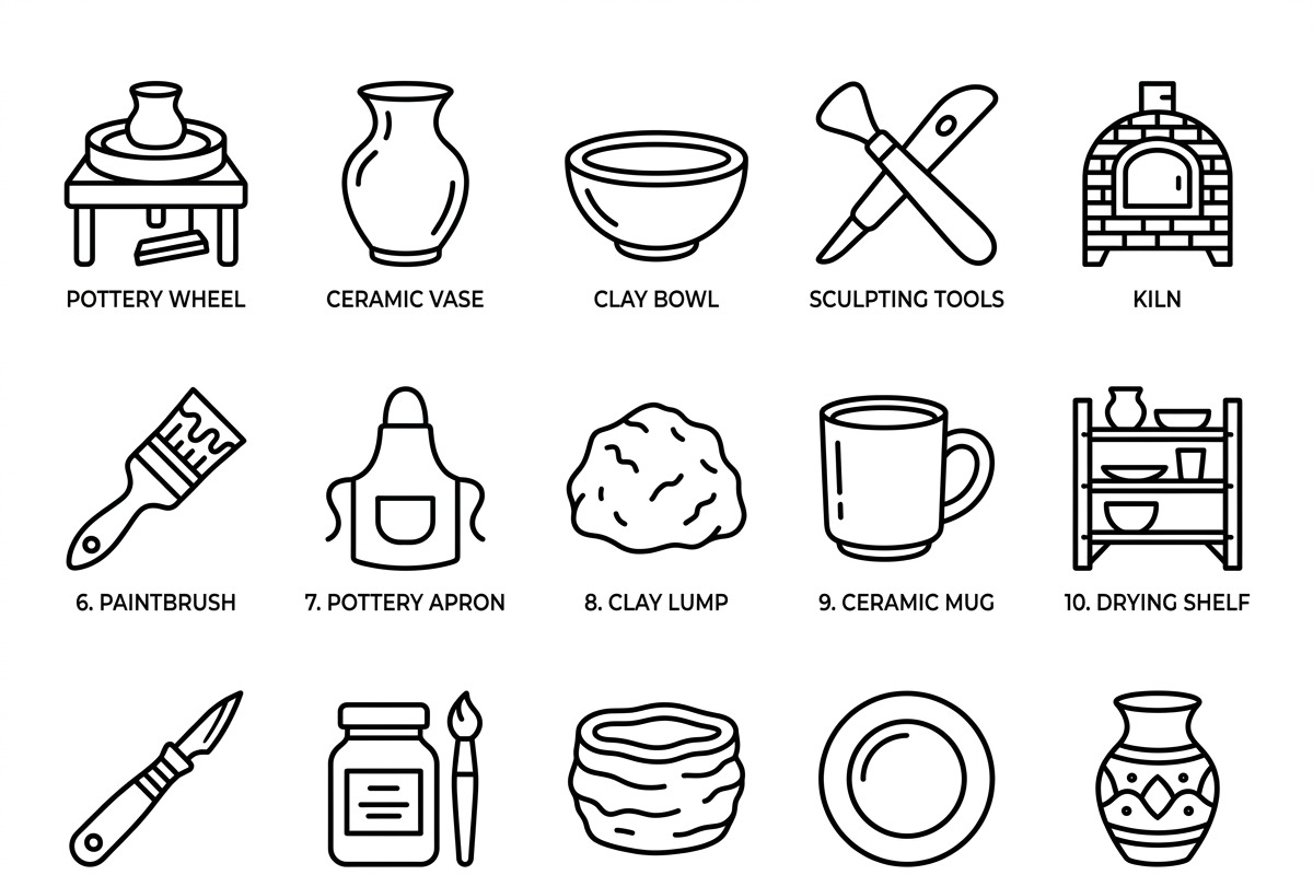 Bundles Pottery Studio Outline Icons, an Outline Icon by adenpinkstore (Photo 1 of 9)