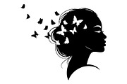 Woman Butterfly Hair Silhouette, an Object Illustration by yasushie (Thumbnail 22 of 31)