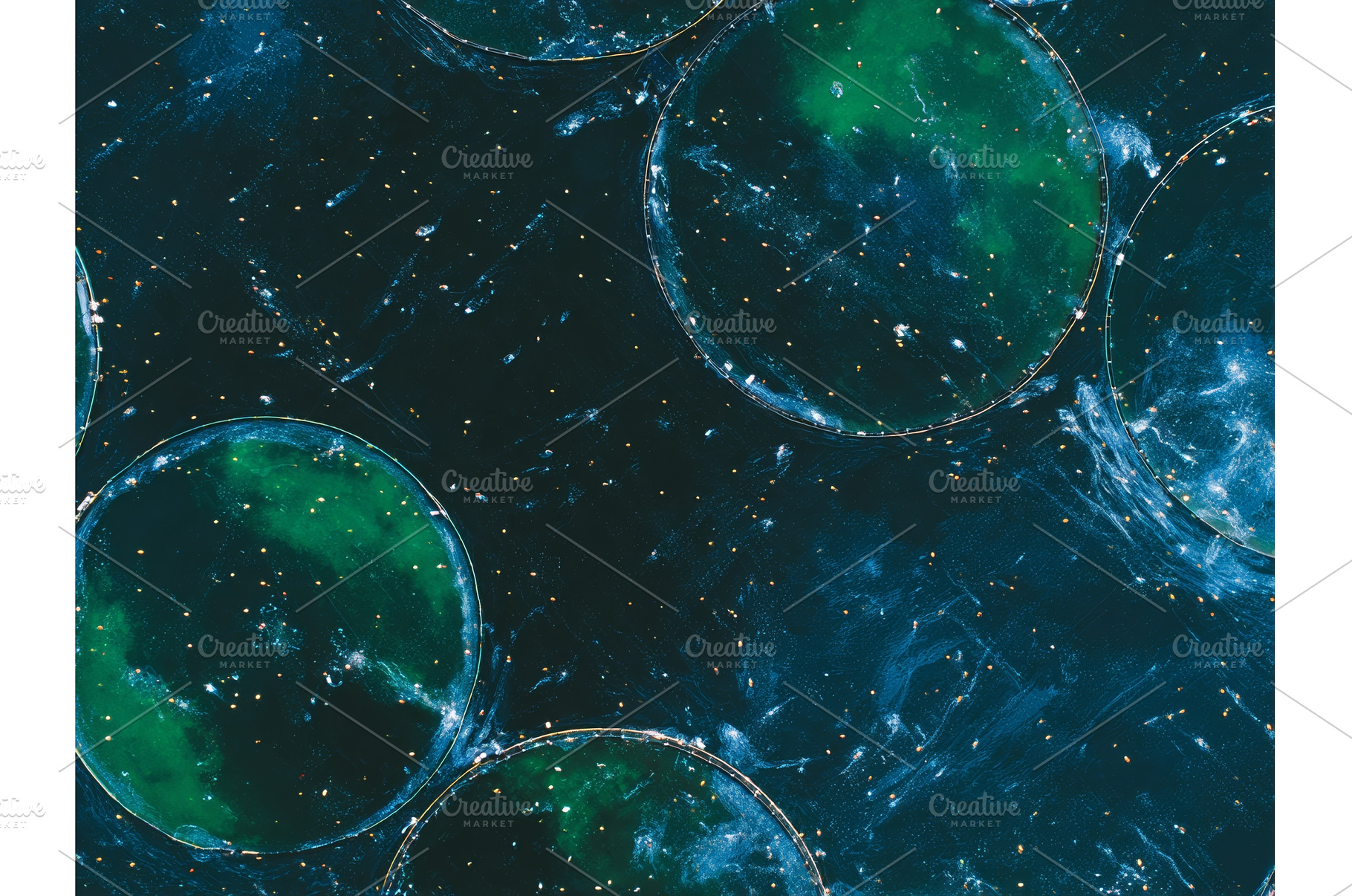 Overhead view of round fish farm, a Business Photo by ZinetroN