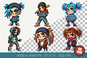Cartoon girl bandit. Tshirt, PNG., a Person Illustration by KENO Mascots (Thumbnail 2 of 5)