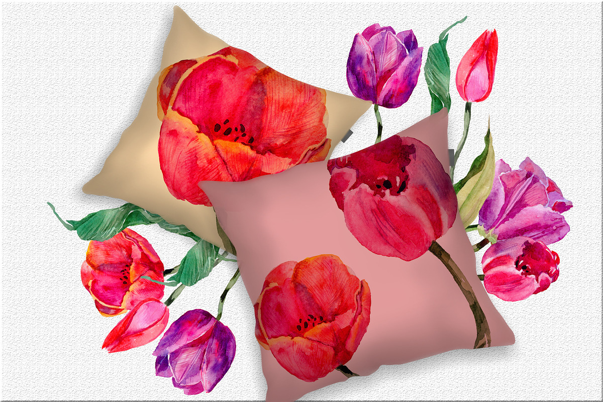 Tulips PNG watercolor flower set, a Seasonal Illustration by WatercolorPNG.com (Photo 3 of 7)