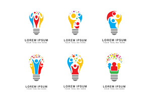 A set of six light bulb logos, a Branding & Logo Template by Saba Vector
