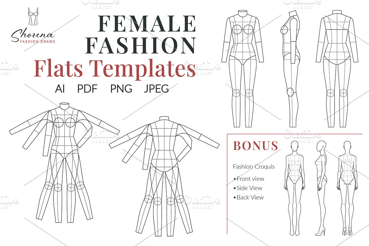 Female Fashion Flats Templates, a Person Illustration by Shorena Fashion Draws (Photo 1 of 8)