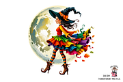 10 Colorful Autumn Witch PNG with Mo, an Illustration by Clipart Bloom (Thumbnail 7 of 11)