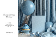 Boy birthday invitation card mockup, an Advertising Mockup by Blush Roses Print (Thumbnail 1 of 8)