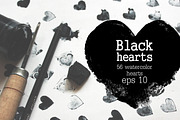 Set of black watercolor hearts, an Illustration by KatBranchArt (Thumbnail 1 of 5)