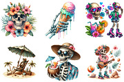 Watercolor Summer Skeleton Png Clipa, an Illustration by DreamArtGraphic (Thumbnail 4 of 4)
