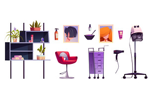 Beauty parlor design elements set, an Object Illustration by art PVP - market