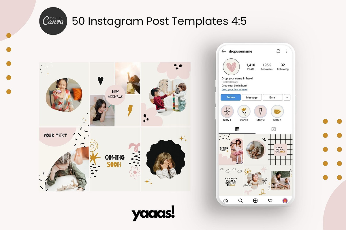 Kids Instagram Post & Stories Canva, a Social Media Template by Yaaas Design (Photo 4 of 16)