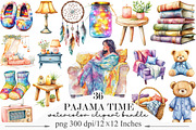 Watercolor Pajama Time Clipart, an Illustration by Designking (Thumbnail 1 of 5)
