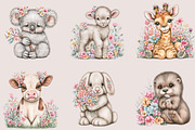 Cute Flower Animal Clipart Bundle, an Animal Illustration by SVGArt (Thumbnail 2 of 4)