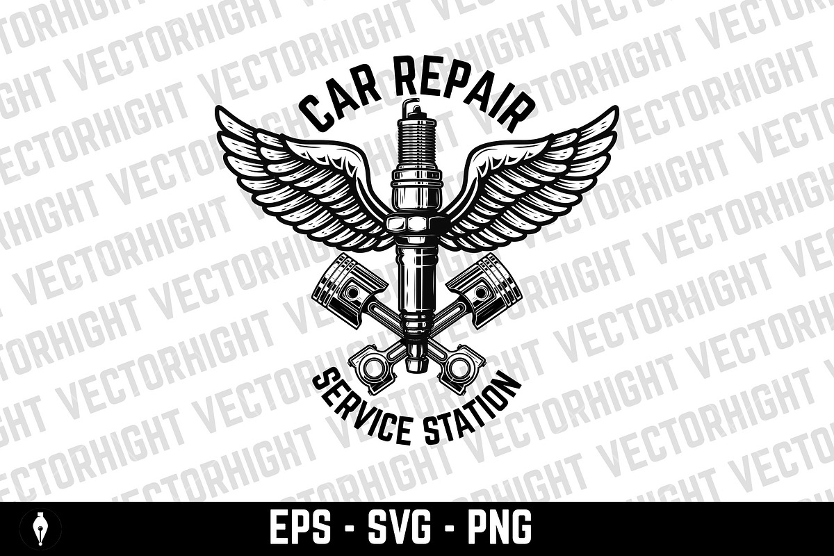 Winged motorcycle spark plug. Design, a Transportation Illustration by Vectorhight