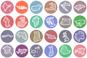 Retro Circular World Countries, an Object Illustration by Eugene Ga (Thumbnail 4 of 7)