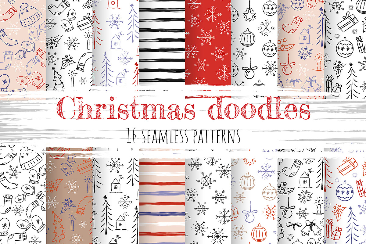 Christmas doodles. 16 patterns, a Pattern Graphic by HmarkaShop (Photo 1 of 2)