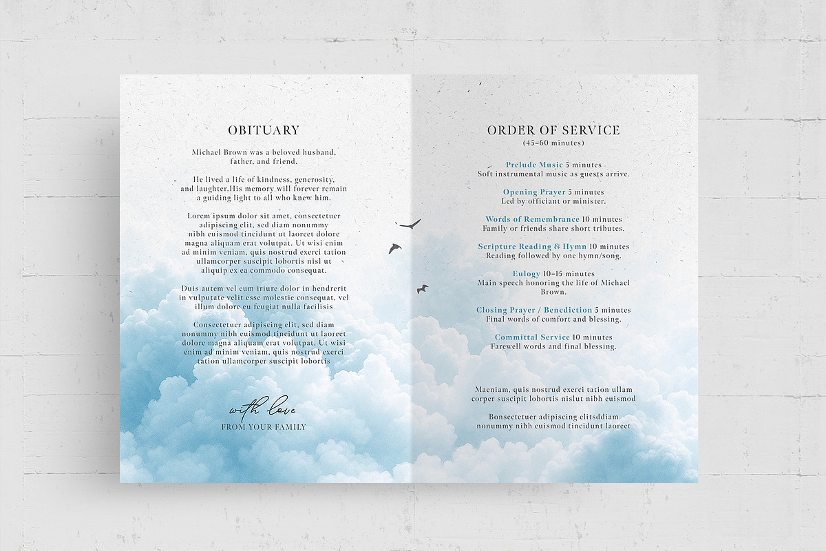 Blue Sky Funeral Program Template, a Flyer Template by BrandPacks (Photo 3 of 5)