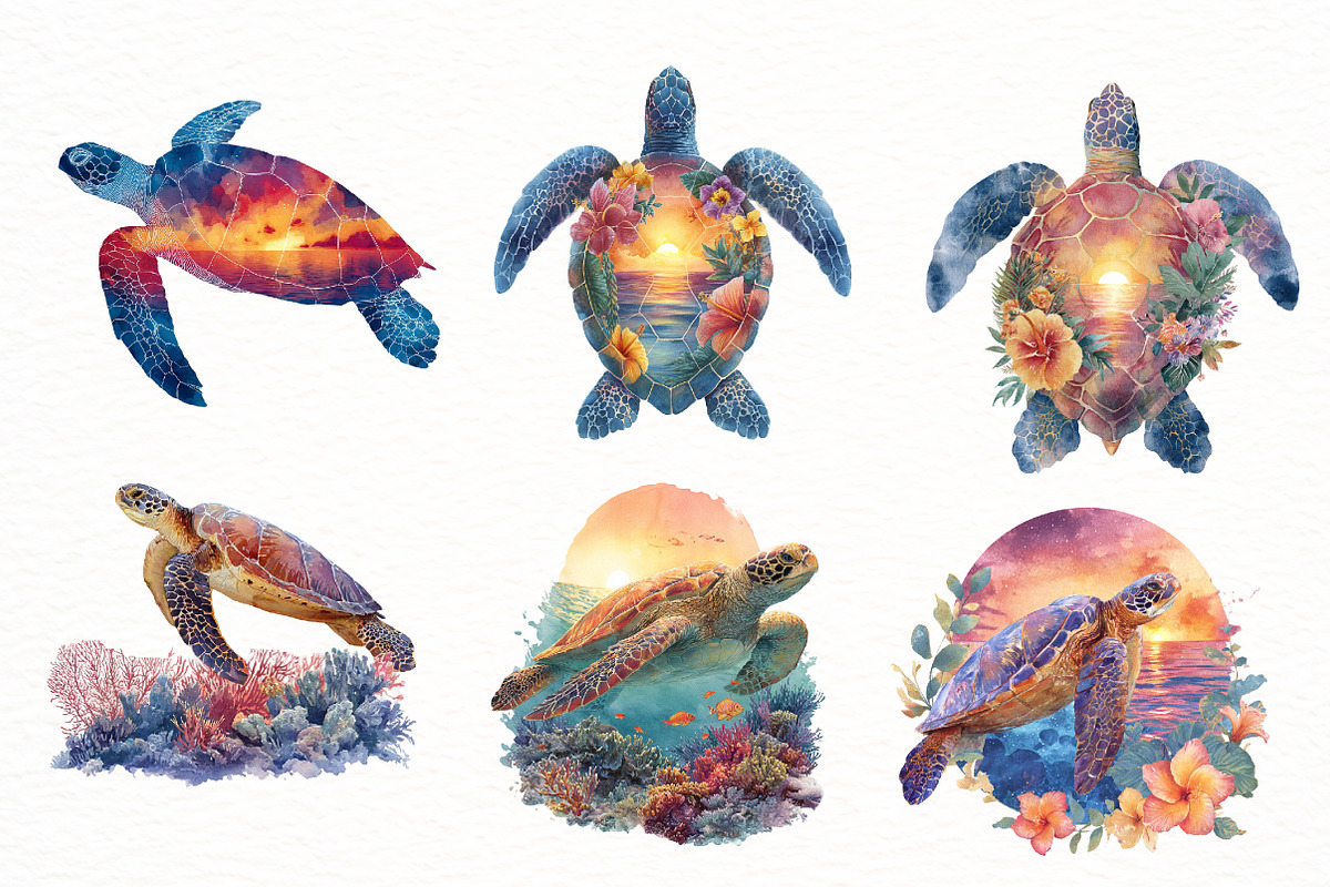 Sunset Sea Turtle Sublimation, an Illustration by Designworld (Photo 4 of 6)