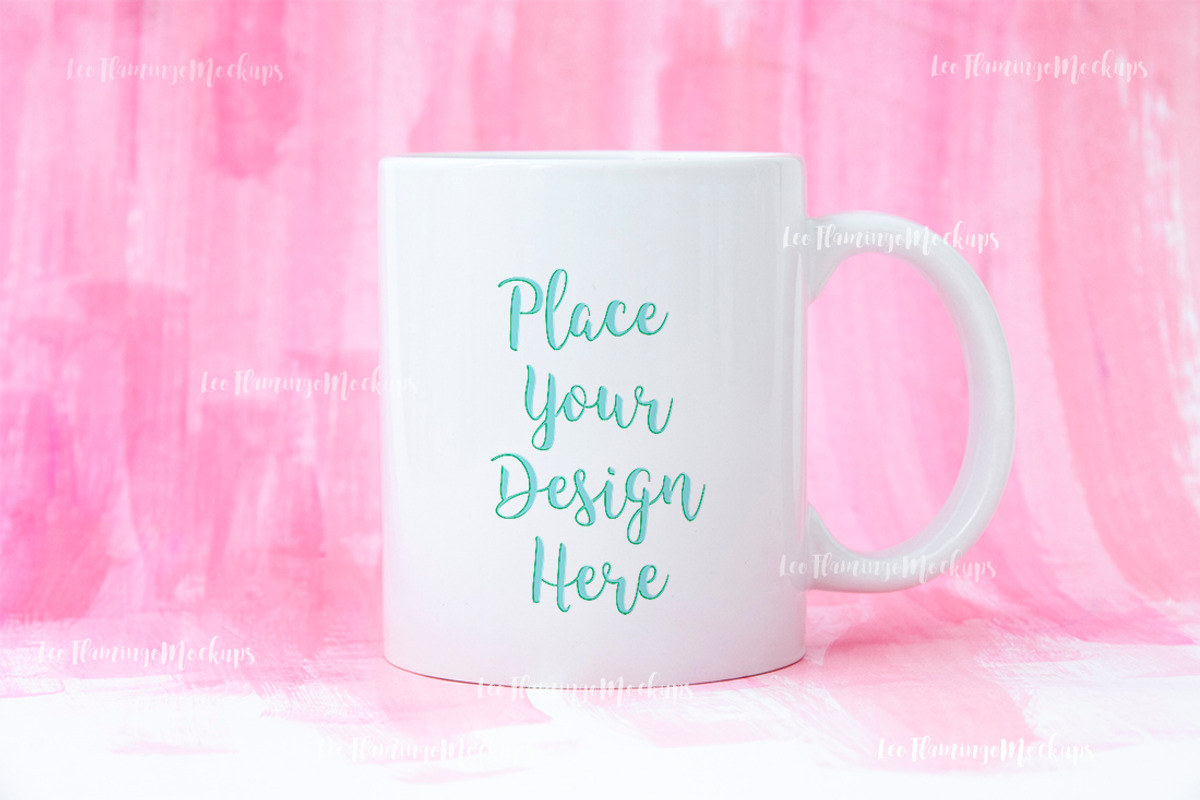 Art mug mockup pink paint background, a Cups & Container Mockup by Leo Flo Mockups (Photo 7 of 8)