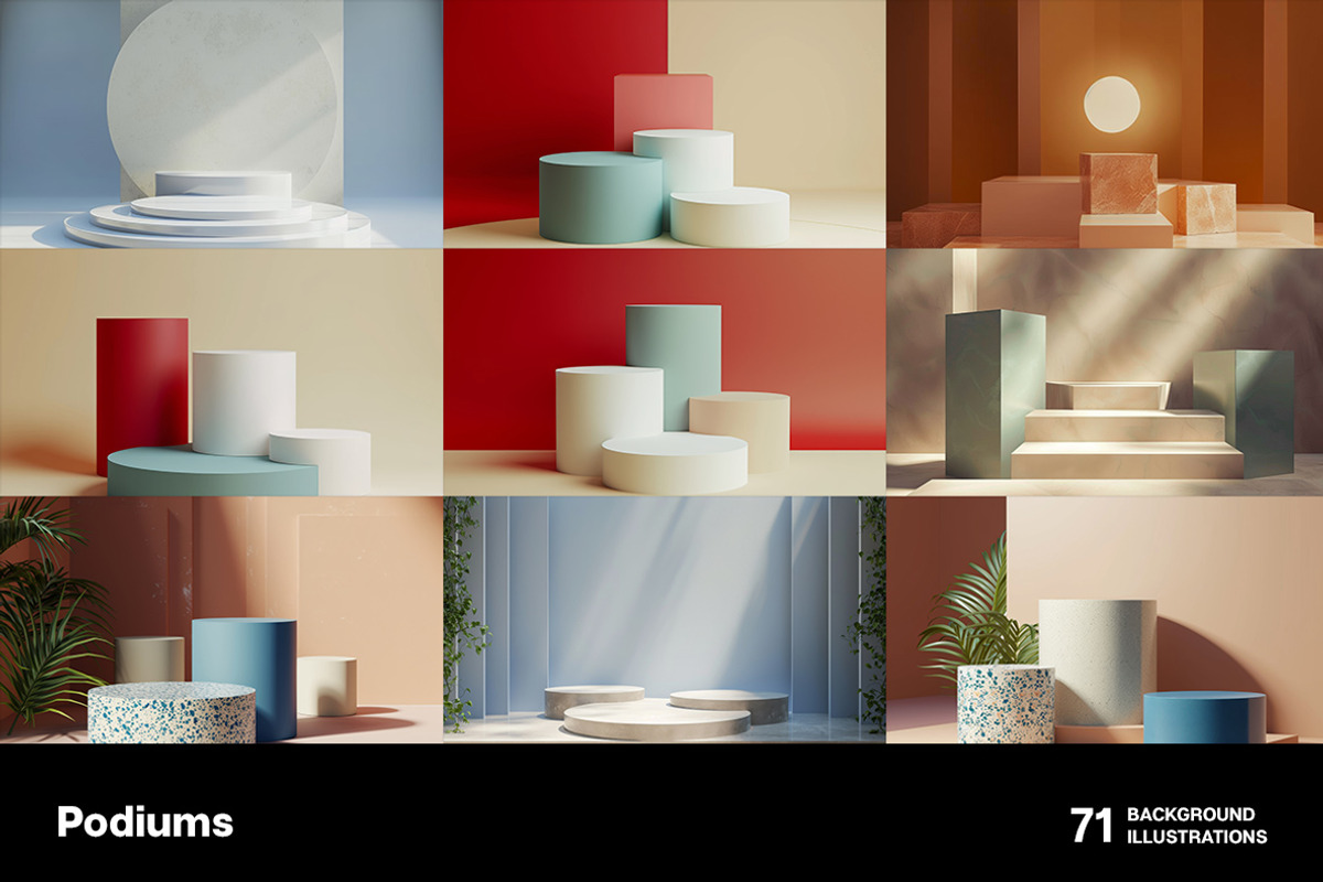 Podiums. 71 images, a Decorative Illustration by Handmadefont (Photo 6 of 14)