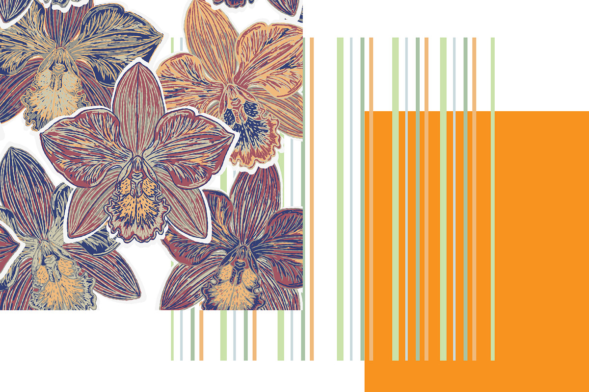 Orchid Floral Retro Botanical Flower, a Pattern Graphic by NayaChu (Photo 6 of 9)