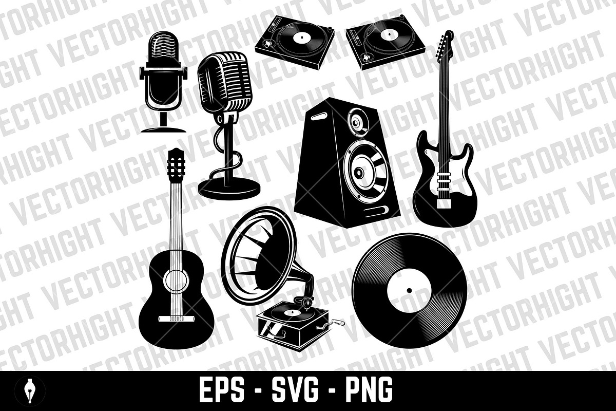 Set of the music instruments., an Object Illustration by Vectorhight