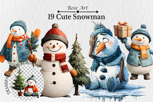 Hand Drawn Style Cartoon Snowman, a Seasonal Illustration by Rose Art