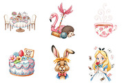 Vintage Alice in Wonderland Clipart, an Illustration by Watercolor design (Thumbnail 2 of 4)