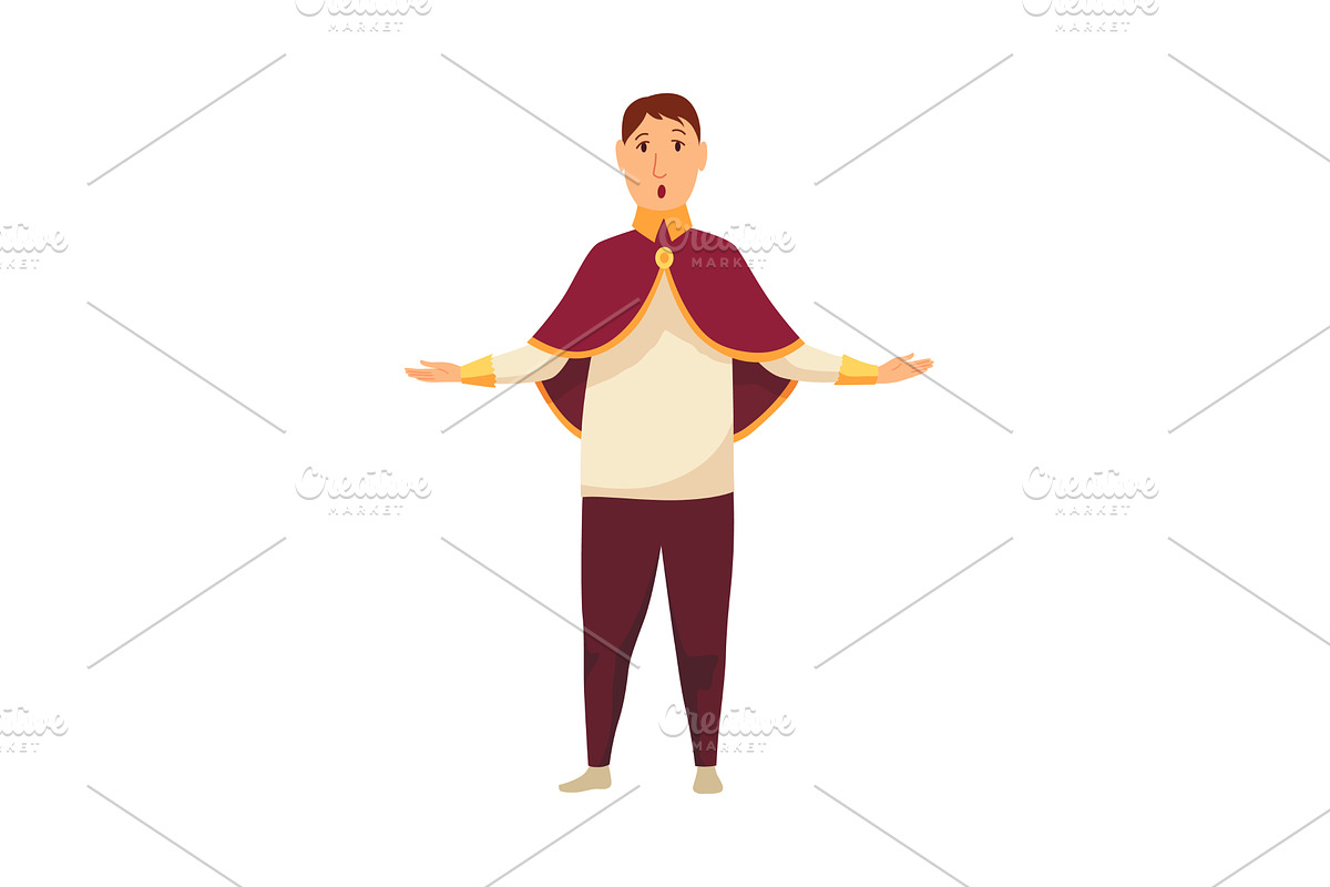 Opera singer wearing a cape sings, an Illustration by the8monkey