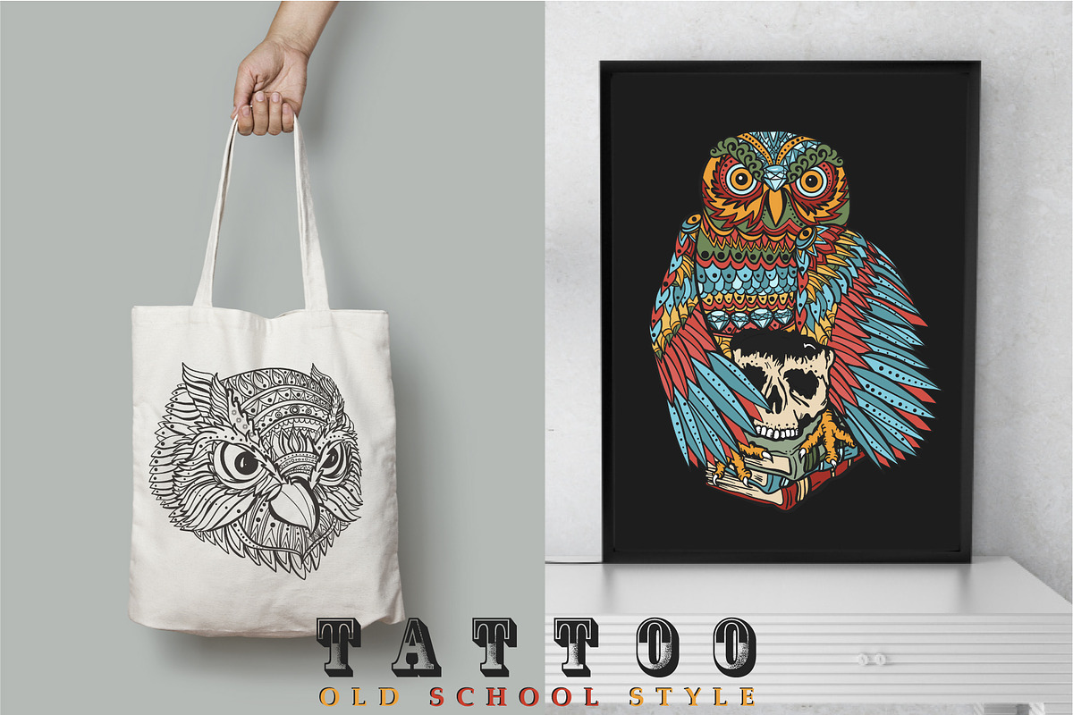 Owls old school tattoo, an Animal Illustration by intueri (Photo 6 of 7)