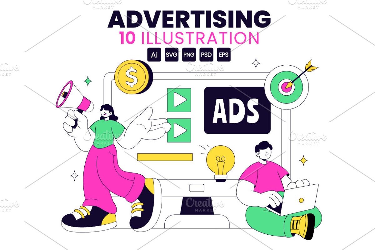 10 Advertising Vector Illustration, a Technology Illustration by denayunebgt (Photo 1 of 4)