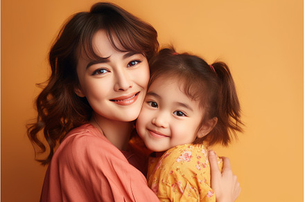Happy mother embracing her smiling, a Background Photo by Ylivdesign