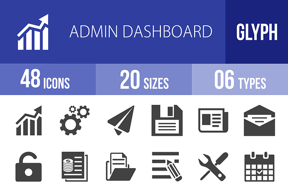 48 Admin Dashboard Glyph Icons