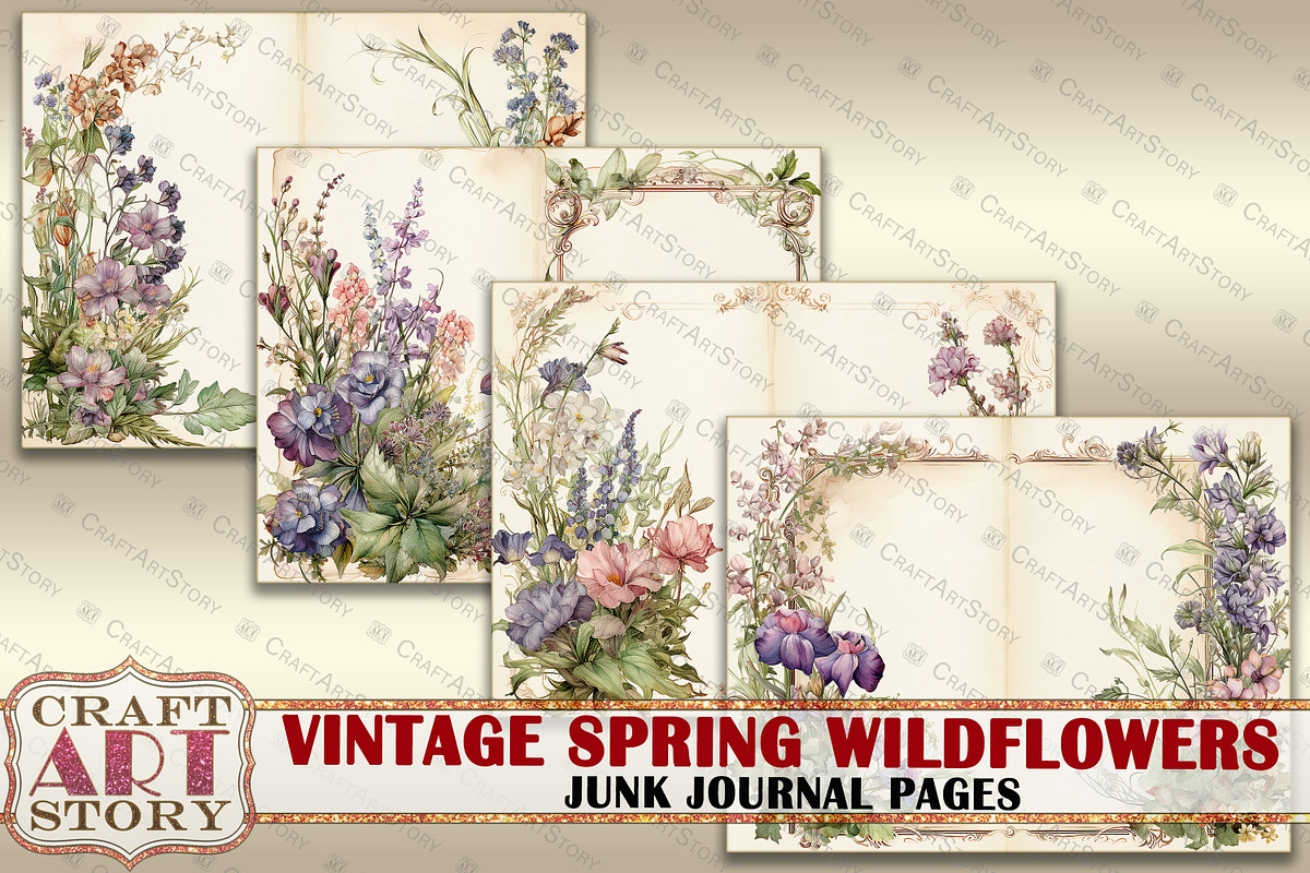 Spring Wildflowers junk journal Page, a Decorative Illustration by CraftArtStory (Photo 5 of 5)