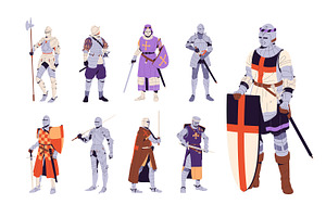 Medieval knights set + cards, a Person Illustration by PaperTrident