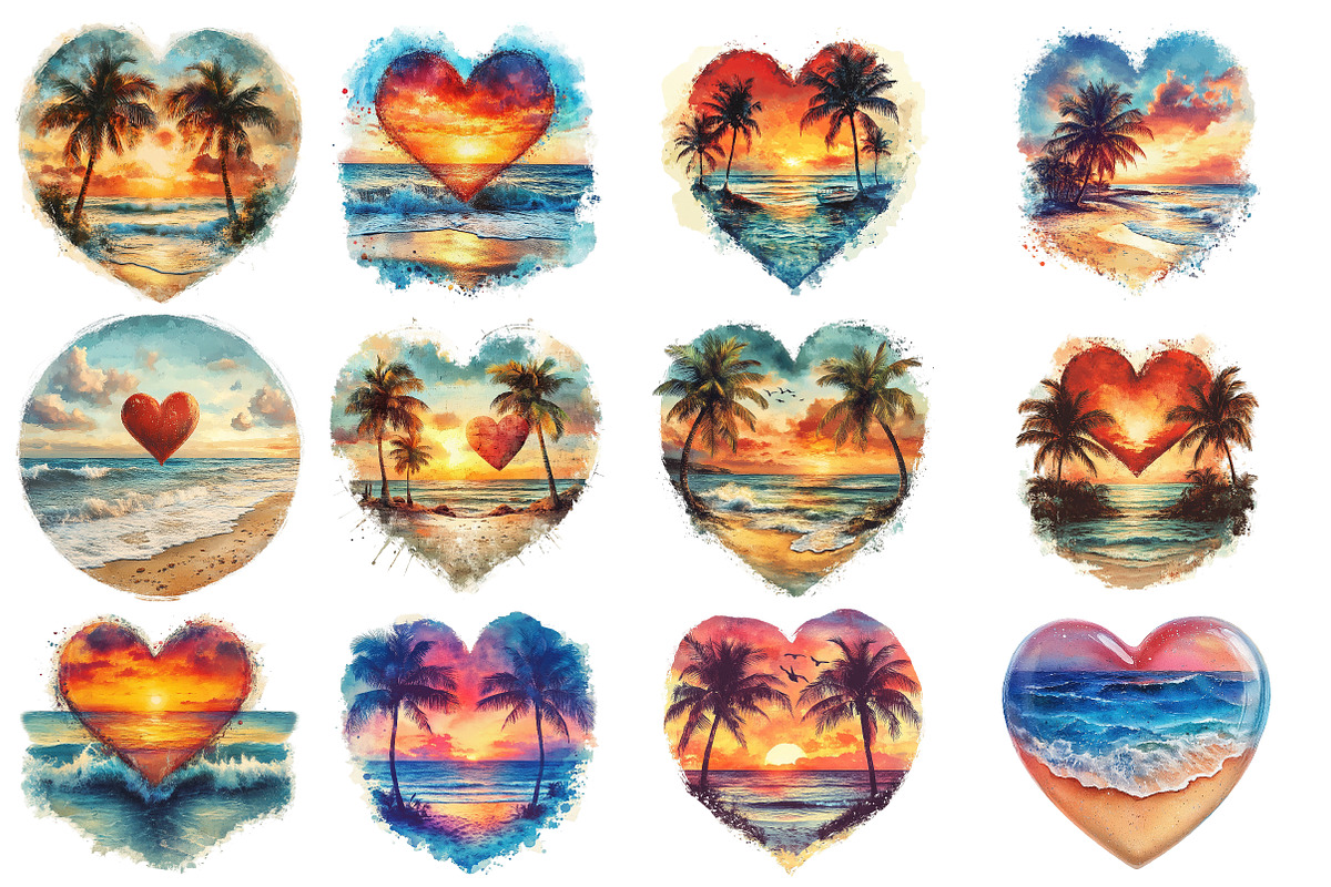 Retro Beach Heart PNG, an Illustration by SinaCreation (Photo 2 of 5)