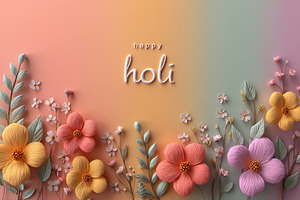 Happy Holi greeting card with colorful paper flowers on pastel g, a Person Photo by José Manuel Gelpi
