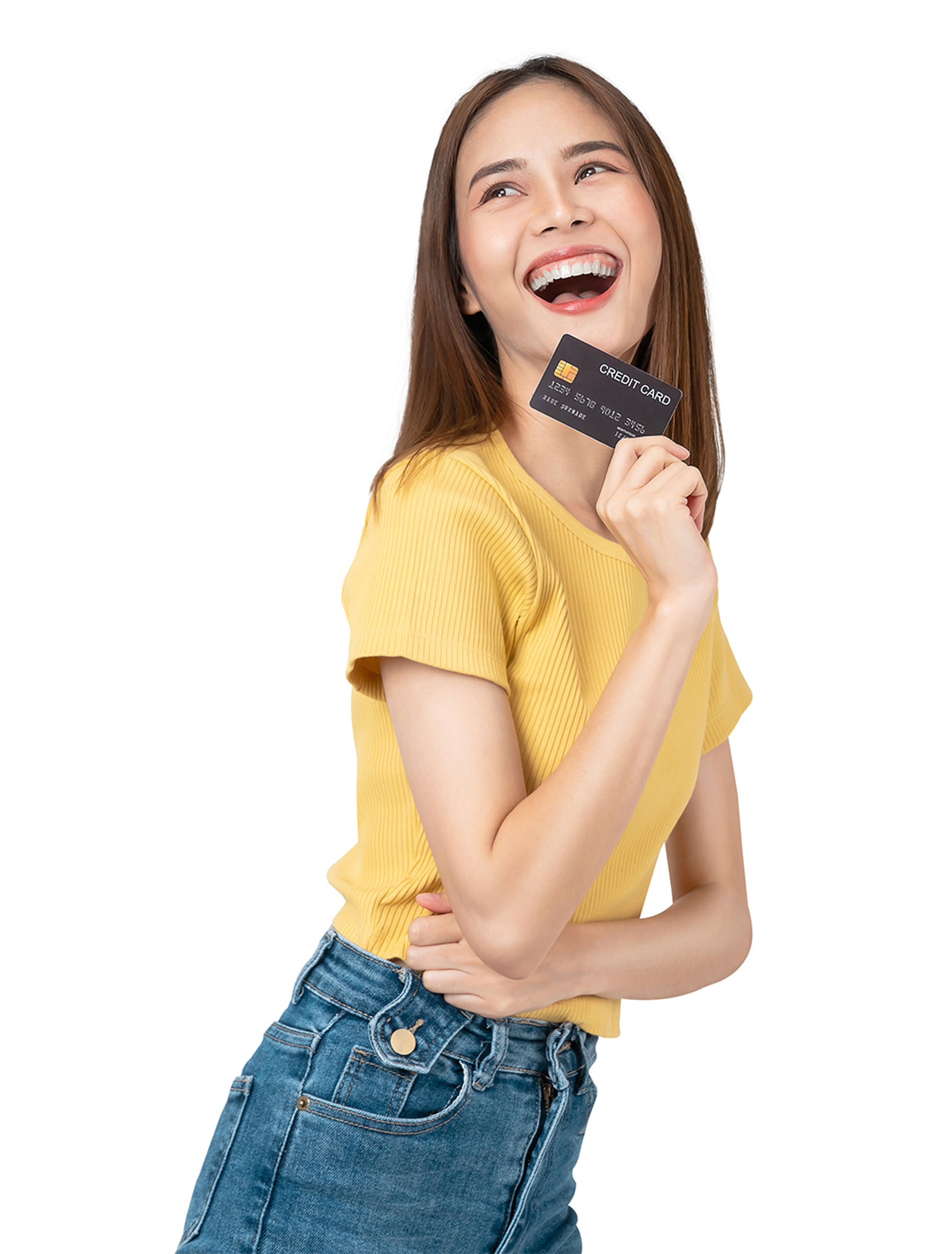 woman holding credit card, PNG File., a Person Photo by sitthiphong