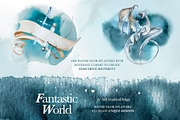 Watercolor Fantastic World Clipart, a Person Illustration by ArtCreationsDesign (Thumbnail 15 of 23)