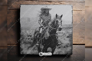 Desert Cowgirl Horse Rider Lone Wild