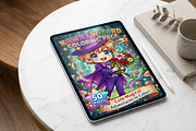 Cute Wizard Coloring Book Page Vol3, a Seasonal Illustration by ikarifq shop (Thumbnail 3 of 5)