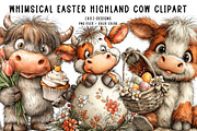 Whimsical Easter Highland Cow Clipar, an Illustration by CreationArt (Thumbnail 1 of 7)