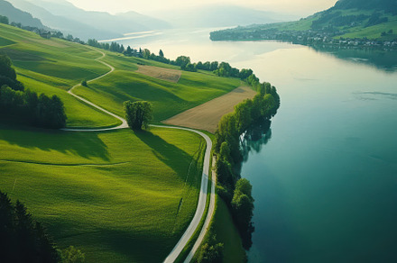 Breathtaking aerial view of lush cou, a Photo by Iftikhar Alam