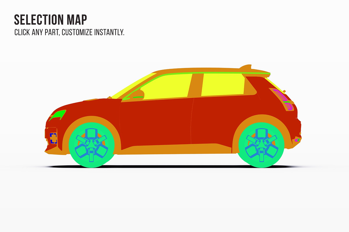 Retro Electric Hatchback Mockup Set, an Advertising Mockup by Halal Graphic Studio (Photo 6 of 16)