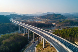 Top view photo of multilevel bridge highway road, a Photo by AlyaAnd
