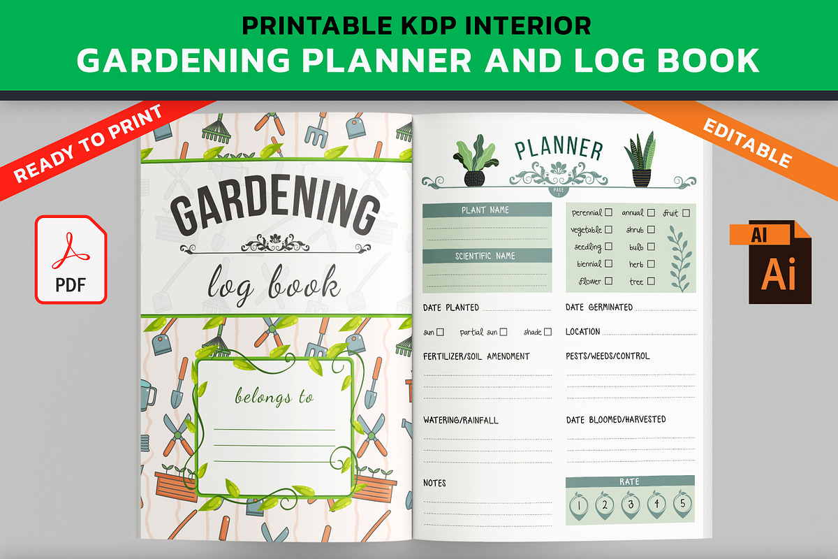 KDP Gardening Planner and Log Book, an Illustration by PublishingHelper (Photo 1 of 4)