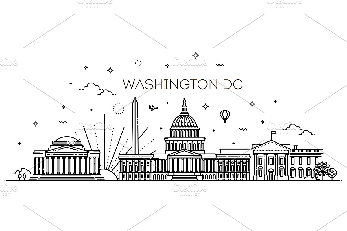 Washington DC City Skyline, an Outline Icon by Tettygreen (Photo 1 of 3)