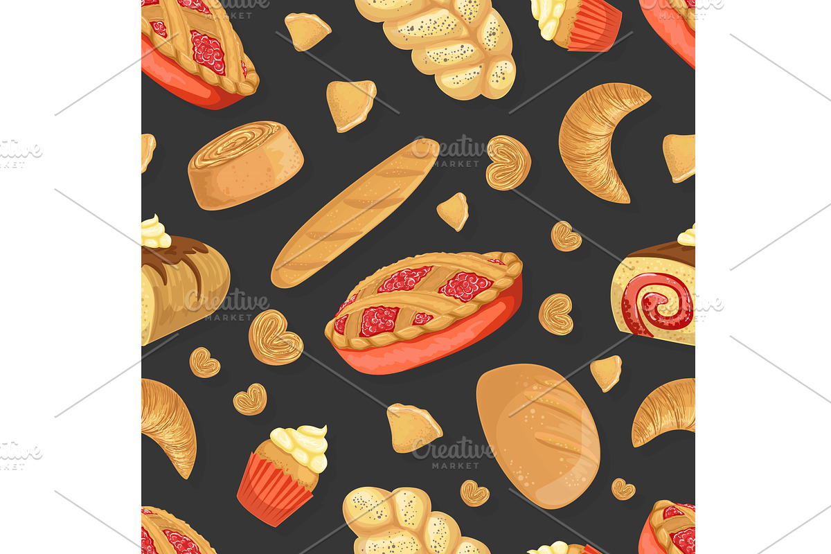 Baking Products Seamless Pattern, a Food Illustration by TopVectors