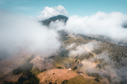 fog and mountains in the morning high angle, a Nature Photo by Art Rachen