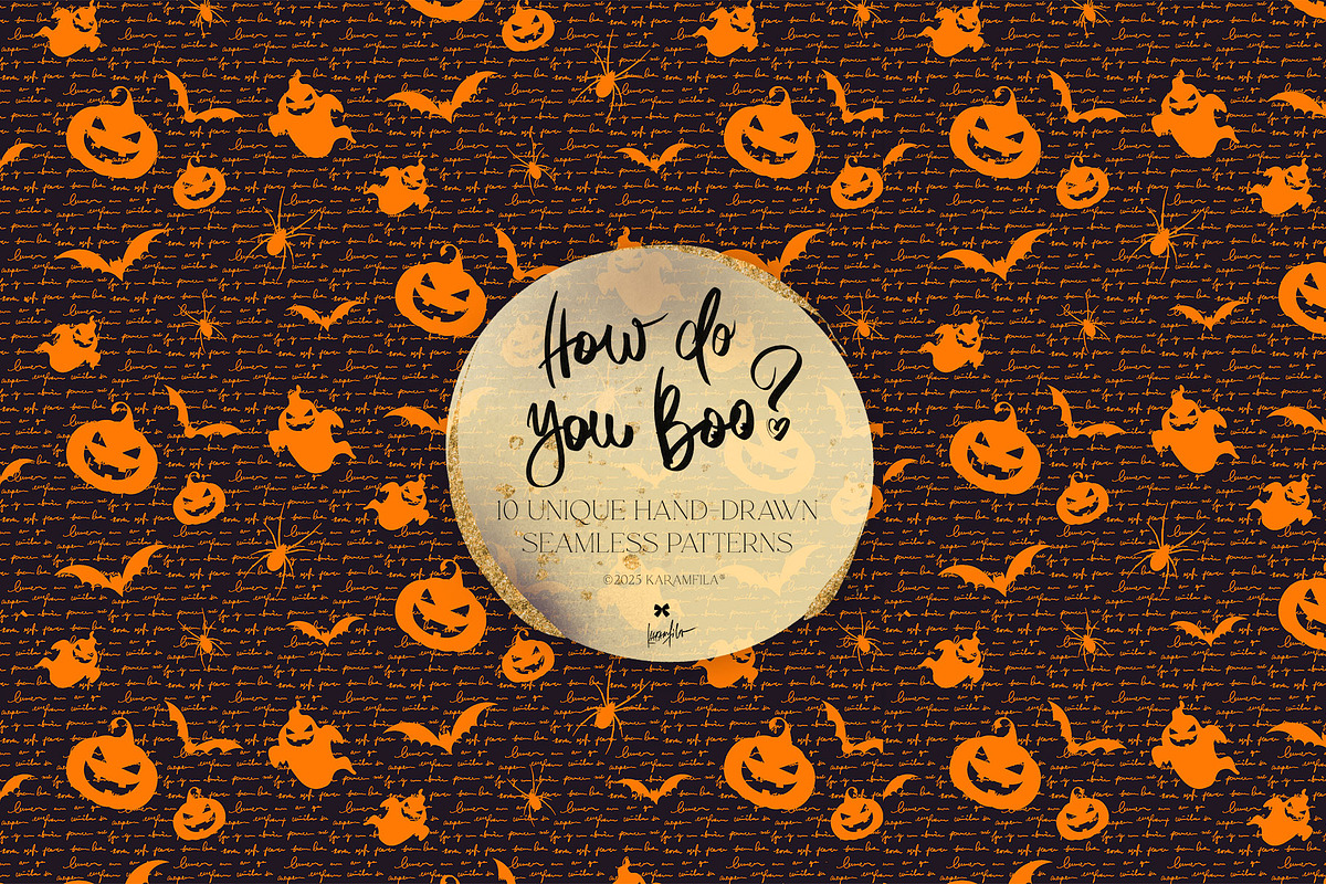Halloween Witches Ghosts Patterns, a Pattern Graphic by KaramfilaS (Photo 7 of 18)
